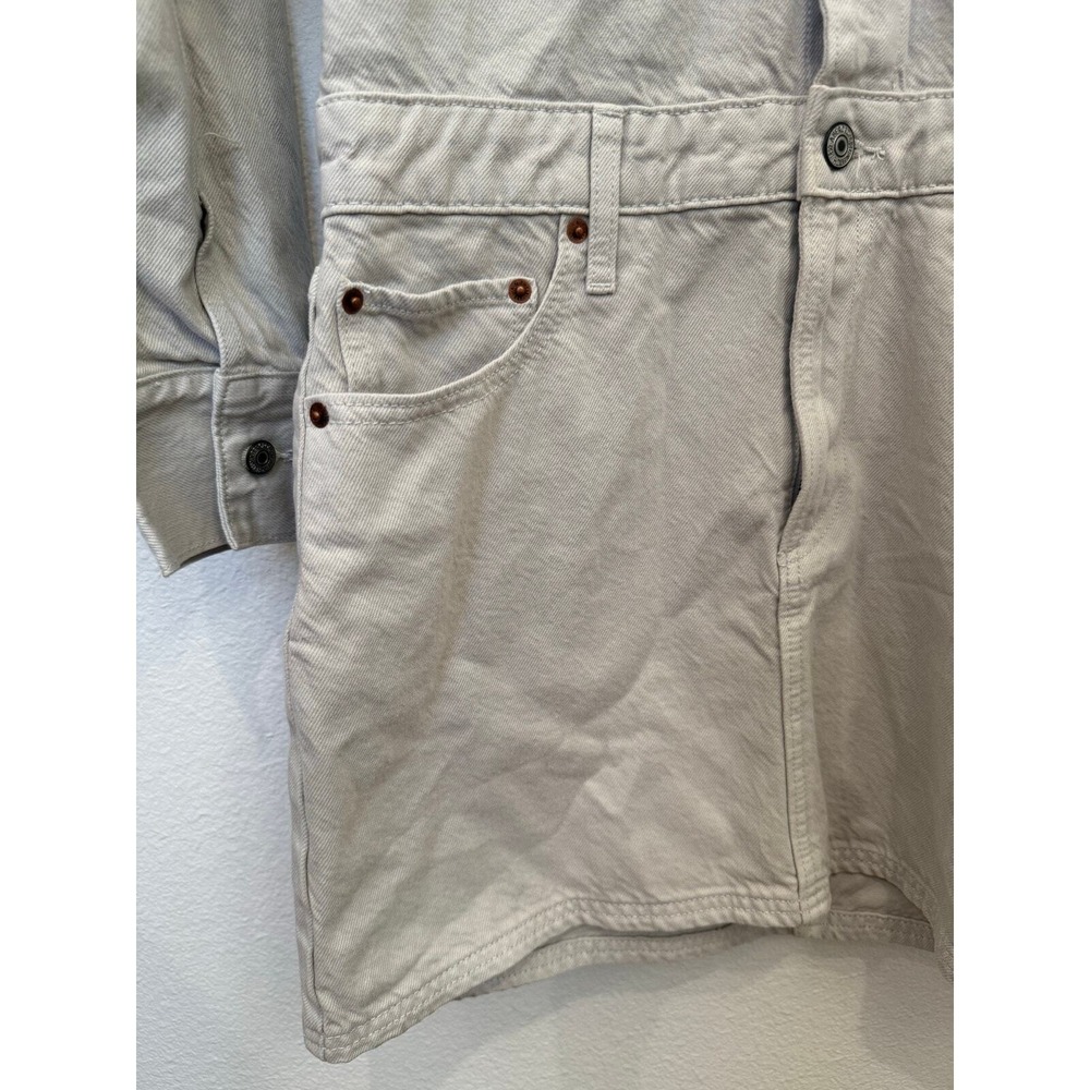 Abercrombie‎ & Fitch Denim Shirt Dress Light Grey Small NWT - Picture 3 of 7